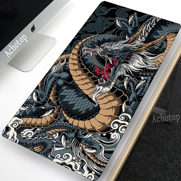 Alfombrilla de ratón grande para Gamer, alfombrilla de ratón con estampado HD de dragón, alfombrilla de escritorio para juegos XXL, alfombrilla de goma con borde bloqueado, Alfombra de mesa de 100x50c LIUWENJING unisex