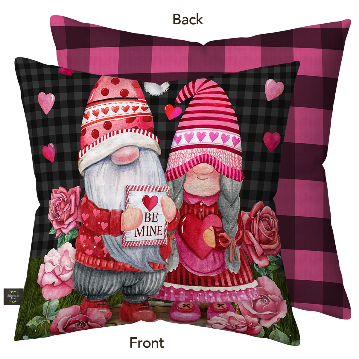 Briarwood Lane Valentine's Indoor/Outdoor Pillow 17x17 Valentines Gnomes For Valentine's Pillow