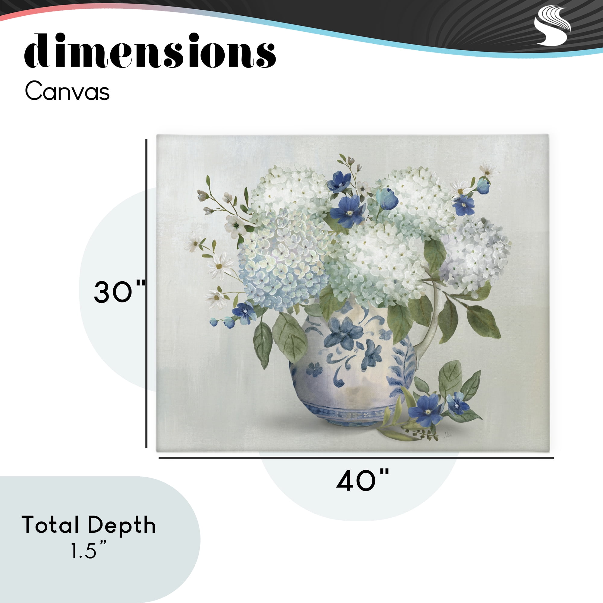 Stupell Industries Ivory & Blue Hydrangea Vase Canvas Wall Art, design by Nan