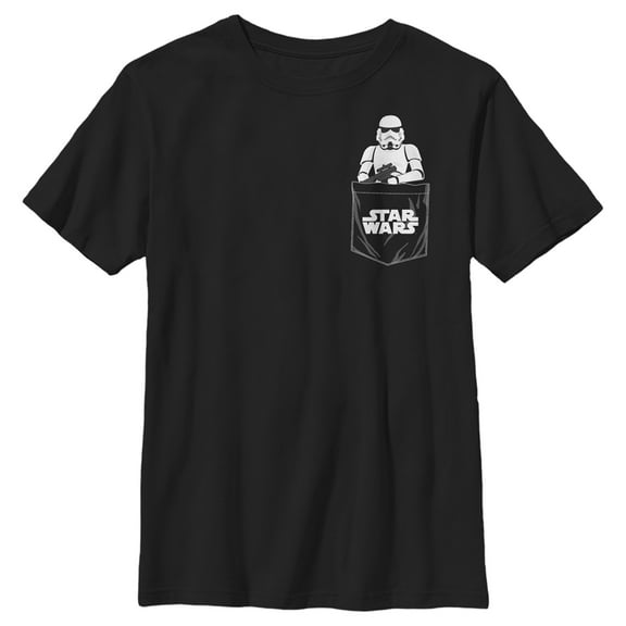 Boy's Star Wars: A New Hope Stormtrooper Faux Pocket Logo Graphic Tee Black X Large