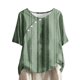 thumbnail image 1 of Tops de Lino para Mujeres Imprimir Suéter Cuello Redondo Manga Corta Superior Poliéster, Blusa de Moda Casual para la Primavera Y el Verano, 1 of 5
