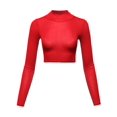 thumbnail image 1 of FashionOutfit Women's Casual Fitted Mock Neck Long Sleeves Crop Top, 1 of 1