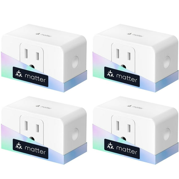 Monitor de energía WiFi Smart Plug Meross Matter de 15 A, paquete de 4