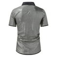 thumbnail image 3 of VSSSJ Men's 70s Costume Sequins Disco Party Dress Shirt Shiny Short Sleeve Button Down Turndown Collar Nightclub Shirts Silver S, 3 of 3