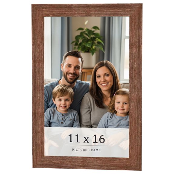 11x16 Frame Brown Farmhouse Solid Wood Picture Frame Width 1.5 Inches | Interior Frame Depth 0.5