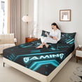 thumbnail image 4 of Castle Fairy Abstract Gamepads 4 Pieces Queen Sheet Sets,Video Game Ultra Soft Flat Sheet,Geometric Honeycomb Queen Fitted Sheet,Breathable Hexagon Home Decor, 4 of 7