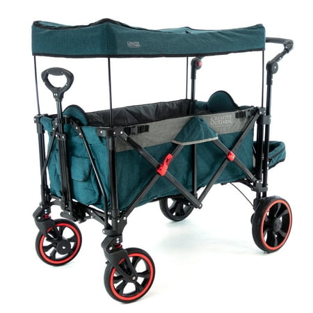 Creative Outdoor Products New Push Pull PLATINUM Series Folding Stroller Wagon with Canopy - Teal