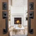 thumbnail image 1 of Front Double Door Traditional Style Keyed Entry Door Handleset with Lever Handle in Matte (Keyed and Dummy Set) MDHSTDBSETBR, 1 of 7
