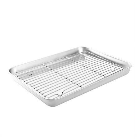 Namzi Baking Sheet with Cooling Rack Stainless Steel Baking Pan Tray Cookie Sheet, Easy Clean-9.2*6.9*1.18inch