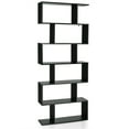 thumbnail image 1 of Gymax 6 Tier S-Shaped Bookshelf Storage Display Bookcase Decor Z-Shelf Black, 1 of 10