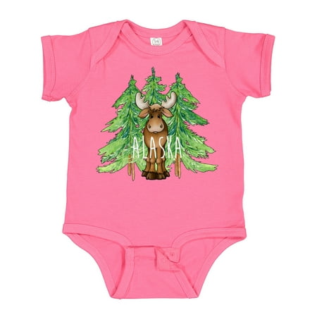 

Inktastic Alaska Moose and Trees Gift Baby Boy or Baby Girl Bodysuit