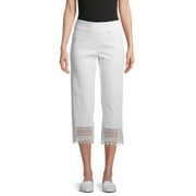 The Pioneer Woman Pull-On Lace Hem Capri Jeans, Womens