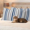 thumbnail image 3 of Navy Blue Grey Stripes Outdoor Waterproof Pillow Covers, Simple Striped Lines Minimalist Decorative Rectangle Throw Pillowcase Sofa Cushion Sham for Patio/Couch/Chair, 20"x12" 2 Pack, 3 of 8