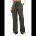 thumbnail image 1 of Pantalones Deportivos Casuales para Mujer, de Pierna , Holgados, con Cordón Ajustable, Cintura Alta, Elásticos y Bolsillos. Verde XL, 1 of 10