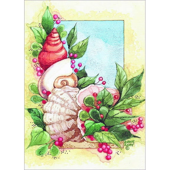 LPG Greetings Coastal Holiday Shells: Diane Knott Box of 18 Warm Weather / Tropical Christmas Cards