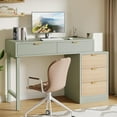 thumbnail image 4 of Tribesigns 39" Reversible Computer Desk with 5 Drawers, Wood Writing Desk for Home Office, Green, 4 of 7