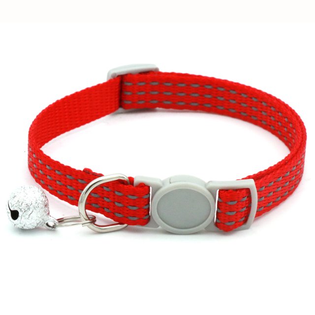 Lot de 5 Colliers Réfléchissants pour Chat avec Clochette Boucle de Sécurité Nylon Ajustable Colliers pour Chaton Rouge