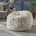 thumbnail image 2 of Modern 3 Foot Faux Fur Bean Bag  White Color, 2 of 6