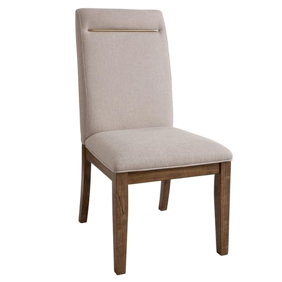 Pemberly Row Polyester Upholstered Side Chair in Brown (Set of 2)