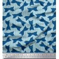 thumbnail image 3 of Soimoi Blue Modal Satin Fabric Bow & Stripe Printed Fabric 1 Yard 42 Inch Wide, 3 of 5