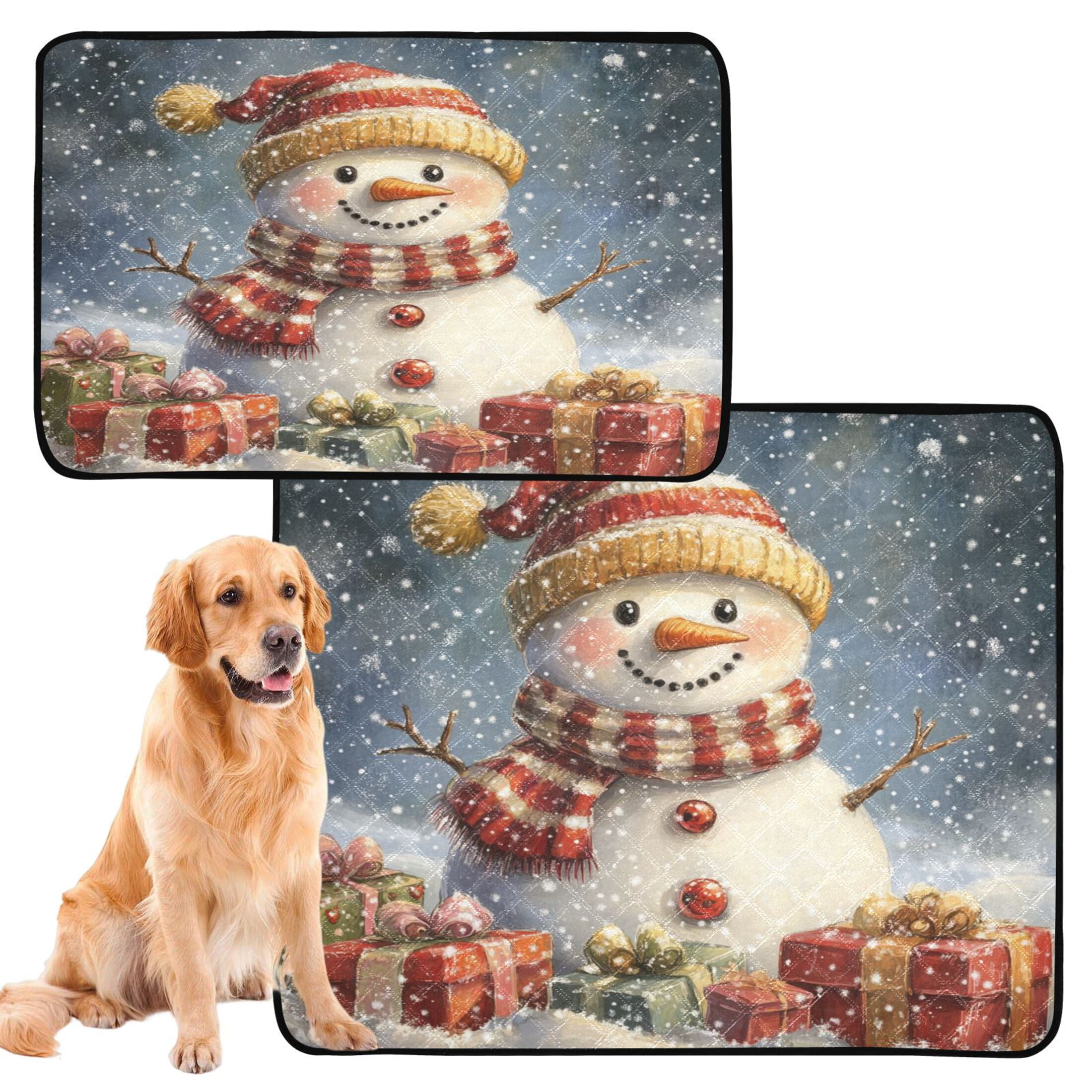 Qxltty Snowman Gift Cat litter Pads Pet Set of 3 Diaper Mats Center Anti-leakage Layer Absorbent Soft and Comfortable