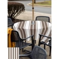 thumbnail image 4 of Outdoor Tablecloth with Umbrella Hole & Zipper, Brown Striped Square Tablecloth 54x54 Inch, Minimalist Farmhouse Vertical Stripe Patio Table Cover Waterproof Table Cloth for Picnic/Party, 4 of 7