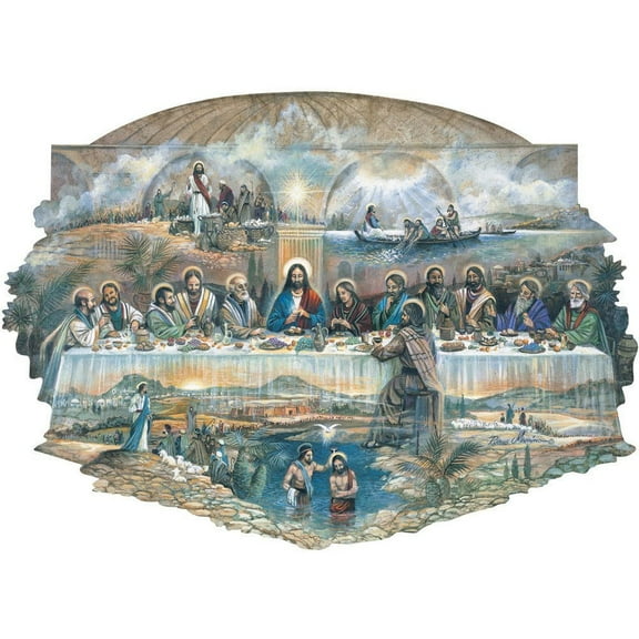 Bits and Pieces - 300 Piece Shaped Jigsaw Puzzle for Adults - The Last Supper - 300 pc Religious Jigsaw by Artist Ruane Manning