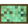thumbnail image 1 of Ahgly Company Indoor Rectangle Checkered Turquoise Blue Modern Area Rugs, 2' x 4', 1 of 4