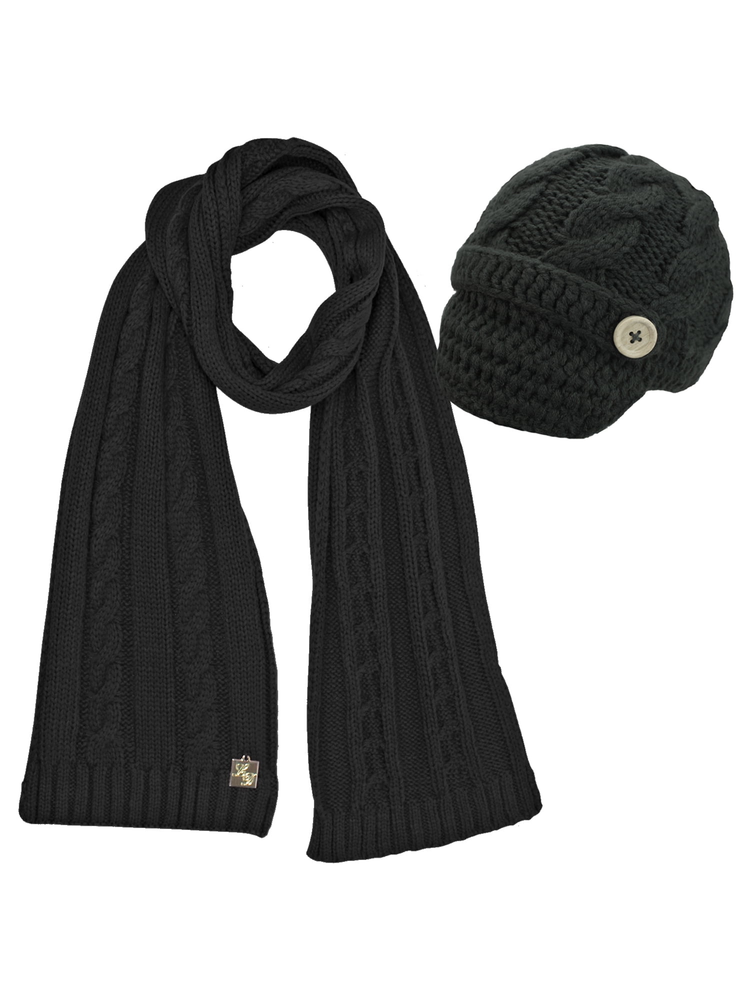 cable knit hat and scarf
