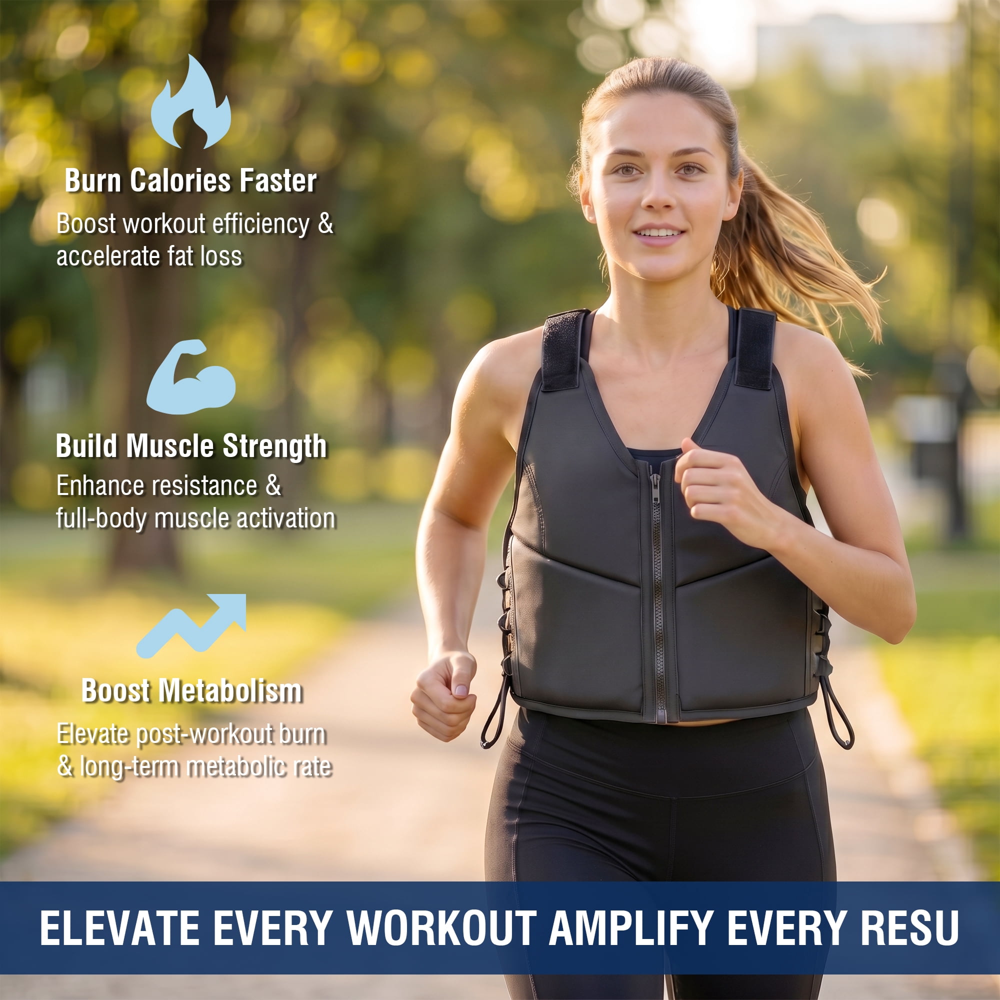 10LBS Adjustable Weighted Vest for Women, Breathable Workout Vest with Zipper & Lace-Up Design, for Running, Walking & Strength Training