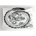 thumbnail image 1 of Dragon Pillow Sham Ethnic Asian Japanese Swirled Dragon Pattern Folk Heritage Spiritual Illustration, Decorative Standard Size Printed Pillowcase, 26 X 20 Inches, Black White, by Ambesonne, 1 of 2