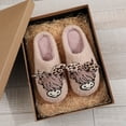 thumbnail image 5 of Willtoo House Slippers for Men Women Highland Cow Print Bedroom Fluffy Slippers Winter Soft Shoes Warm Slip on Slides, 5 of 5