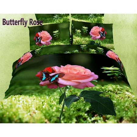 Dolce Mela Dolce Mela Butterfly Rose 6 Piece Duvet Cover Set