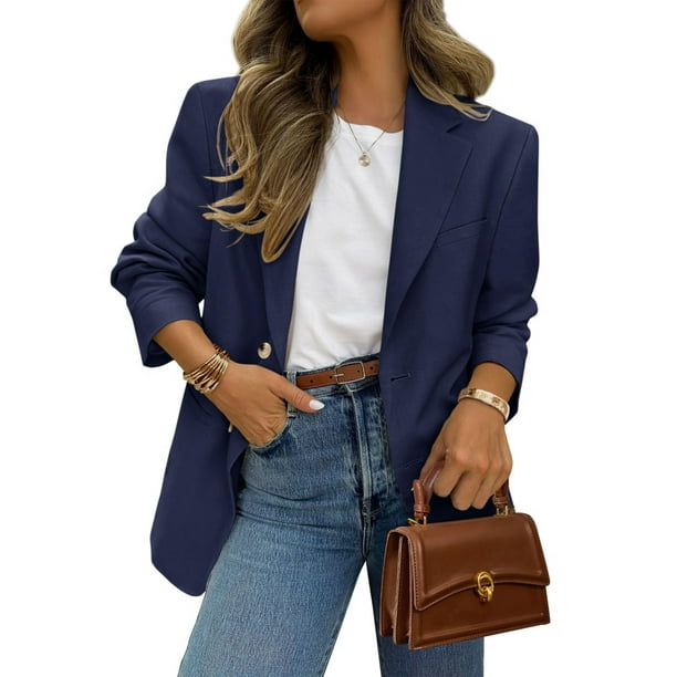 Blazer PRETTYGARDEN 2025 para mujer, casual, de negocios, azul marino, XL