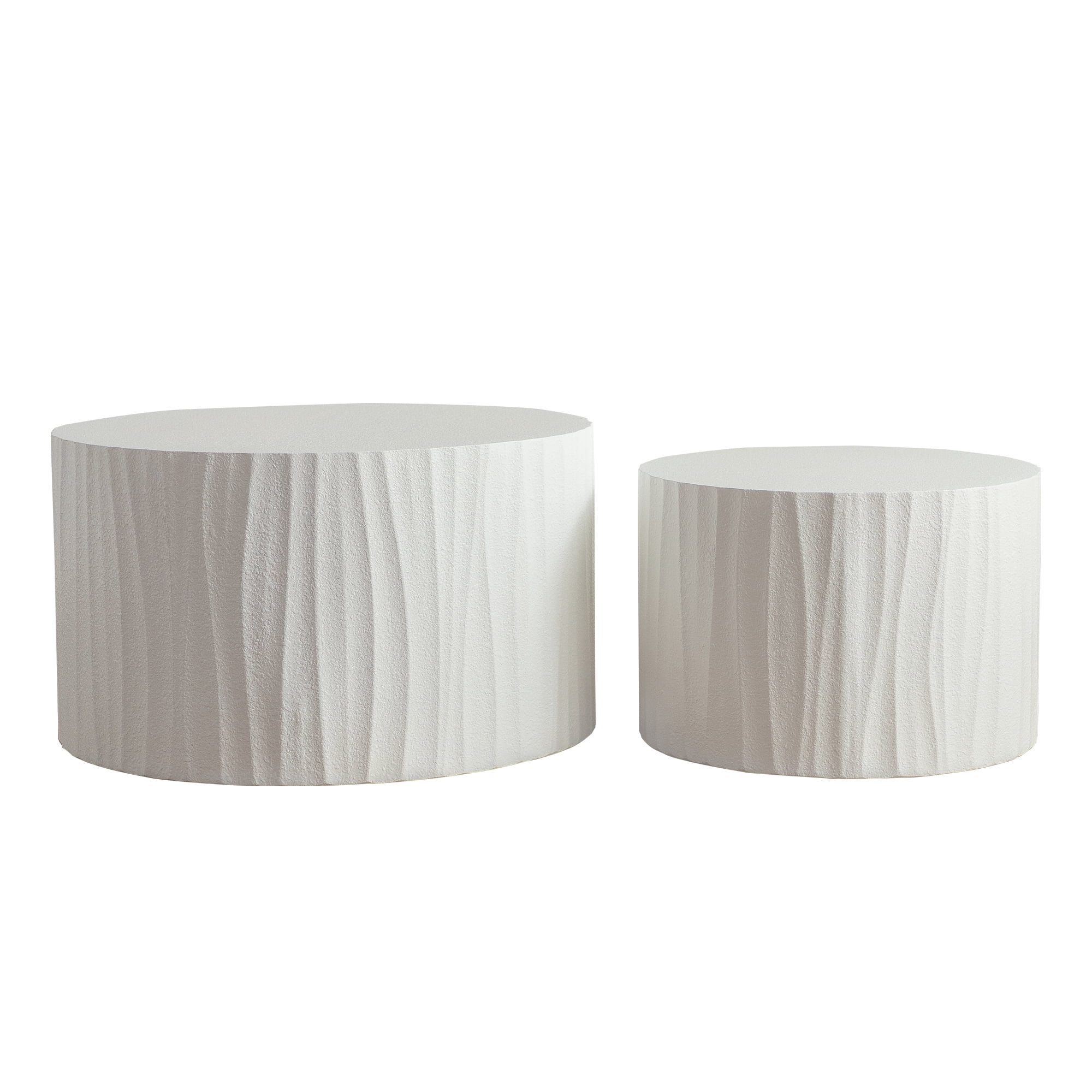 Leumius Nesting Coffee Table Set of 2 Round Wooden Coffee Tables Circle Modern Table Accent End Side Table for Living Room Bedroom White