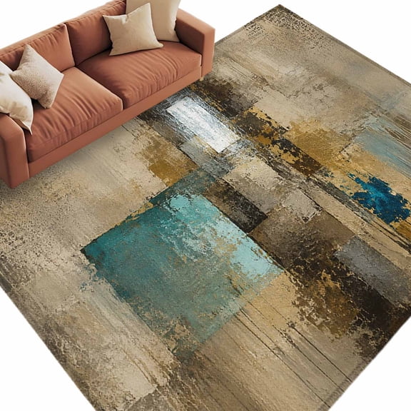 Brown Abstract Area Rug 6x9 Washable Rug Non Slip Vintage Mottled Gradient Modern Minimalist Large Area Rug Soft Stainresistant Indoor Floor Carpet for Living Room Bedroom Home Office Dining Room