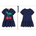 thumbnail image 3 of Bellafa Toddler Girl Casual Summer Cotton Dress Little Girls Ruffle Bottom Applique Short Sleeve Dresses 2-7 Years, 3 of 7