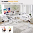 thumbnail image 2 of KeyWhat 60" L Shaped Standing Desk, Electric Height Adjustable Computer Desk with Shelves & Keyboard Tray, Corner Gaming Desk with LED Strip & Power Outlets, Antique White, 2 of 7