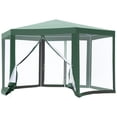 thumbnail image 3 of Outsunny 13' x 11' Garden Party Tent Hexagon Patio Canopy w/ Netting Green, 3 of 10