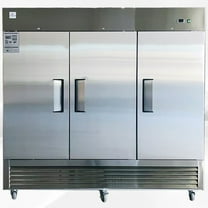 NSF Certified 3-Door Commercial Stainless Steel Freezer, 72 Cu.Ft. Heavy-Duty Reach-In Freezer