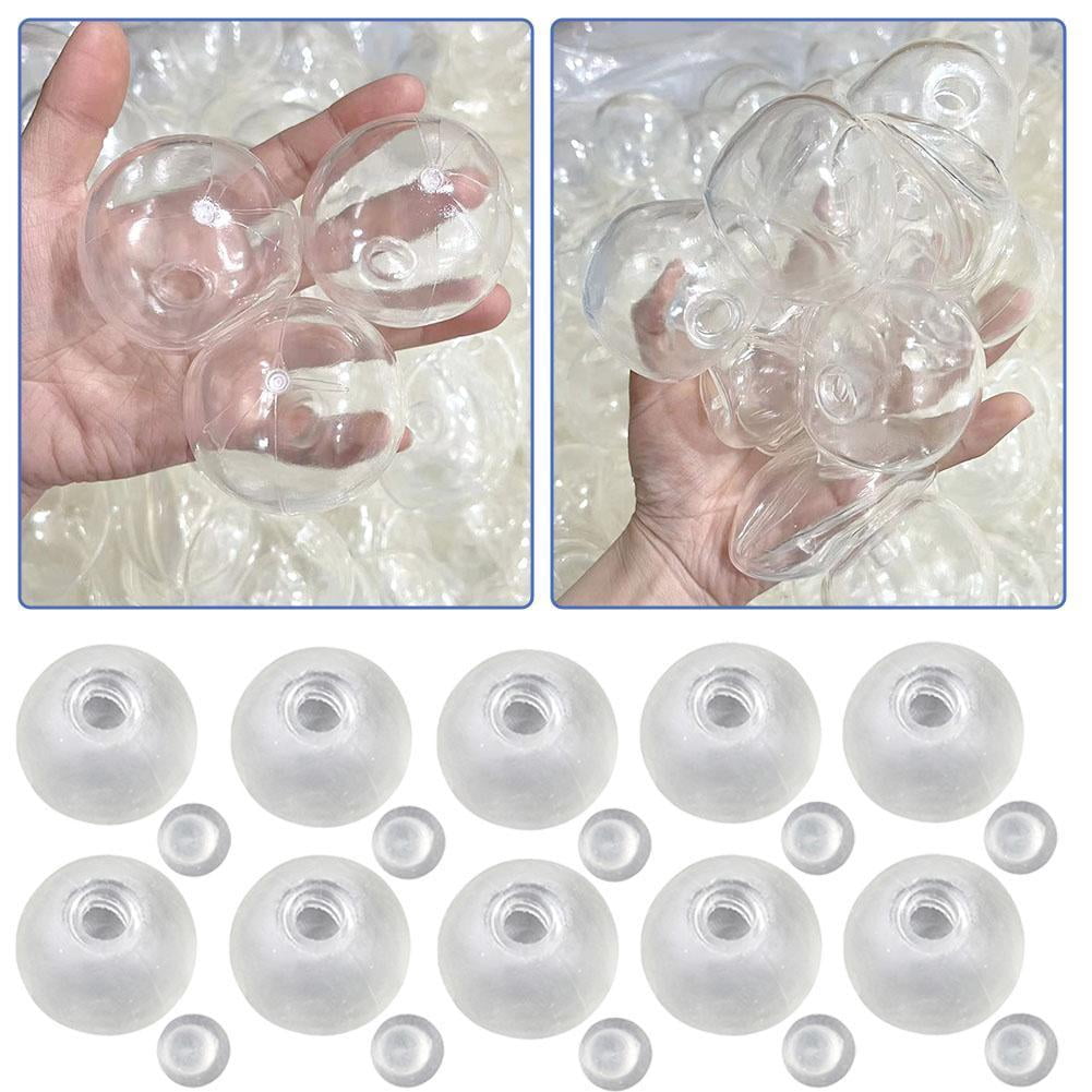 10 PCS DIY Empty Squishies Balloon Skins, 6cm Clear Elastic Rubber for Homemade Stress Balls, Fillable Sensory Toy Kit, Slow Rising DIY Craft