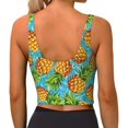 thumbnail image 3 of Fotbe Pineapple Pattern Womens' Sports Bra Longline Wirefree Padded with Medium Support Sports Moisture-Wicking Workou Vest,Tank Top-XX-Large, 3 of 9