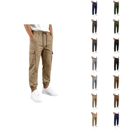 Boys Cargo Sweatpants Baggy Wide Leg Teen School Uniform Pants | Elastic Waist Casual Sweat Pants Kids Workout Athletic Joggers with Pockets 11-12