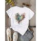 thumbnail image 1 of Home Relaxation] Women's Casual Crew Neck T-Shirt with Humorous Rainbow Polar Bear & Letter Print, "FREE HUGS" Graphic, Polyester Knit Fabric, Medium Stretch, All-Season Comfort Top, 1 of 6