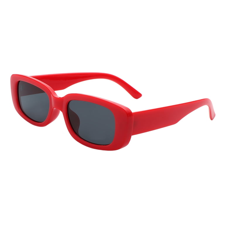?Red Square Sunglasses Retro Trendy UV400 Protection SOJOS Retro Rectangle Polarized Sunglasses for Women Men  main image 4