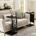 Black 1 C Shaped End Sofa Side Table Small Tray For Eating, Working ...