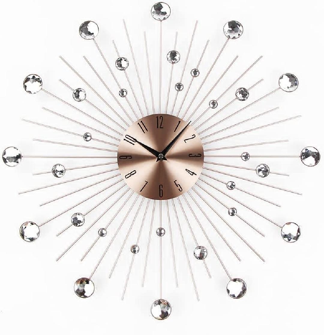 Modern 3D Crystal Wall Clock Celebration Decorative Metal Wall Clock