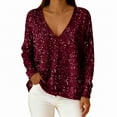 thumbnail image 3 of Hauts à Paillettes pour Femmes 2026 Mode de Printemps Manches Longues Col en V T-Shirts Décontractés à Paillettes Haut de Sortie Tenue de Rave, 3 of 8