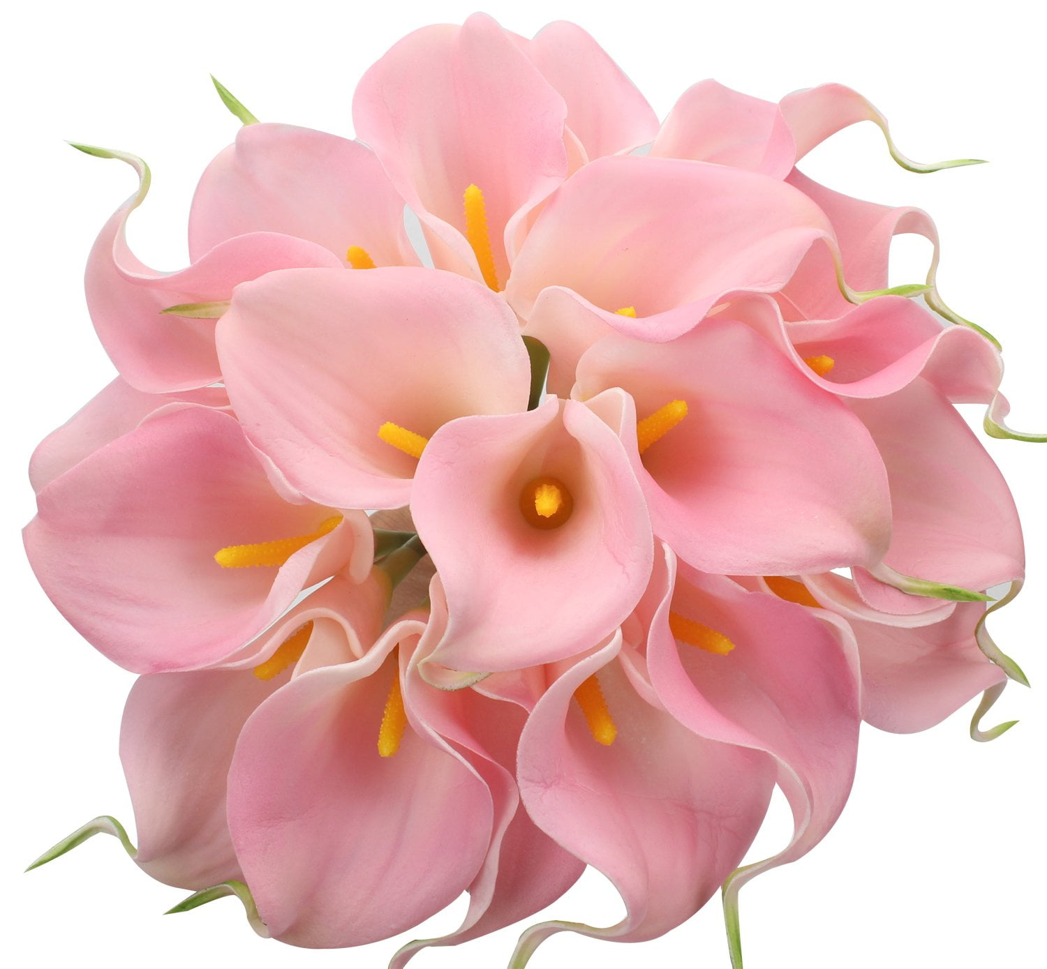 WEDDING BOUQUET FLOWER LATEX REAL TOUCH CALLA LILY CREAM PINK ARTIFICIAL 18 HEAD