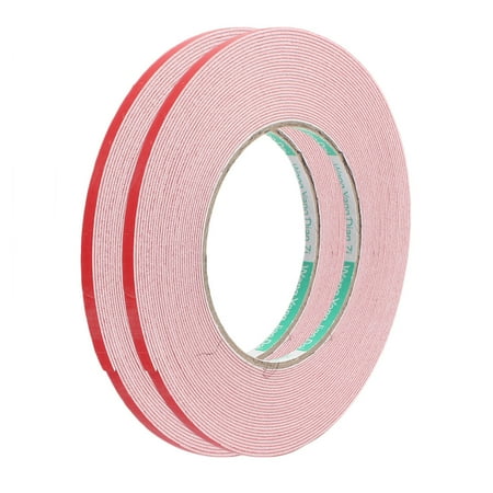 2 Pcs 10M 6mm x 1mm Dual-side Adhesive Shockproof Sponge Foam Tape Red White